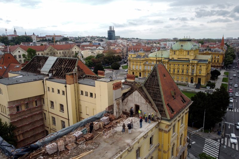 Zagreb: Pogled iz zraka na mjesto gdje se urušio dio zgrade u Klaićevoj ulici