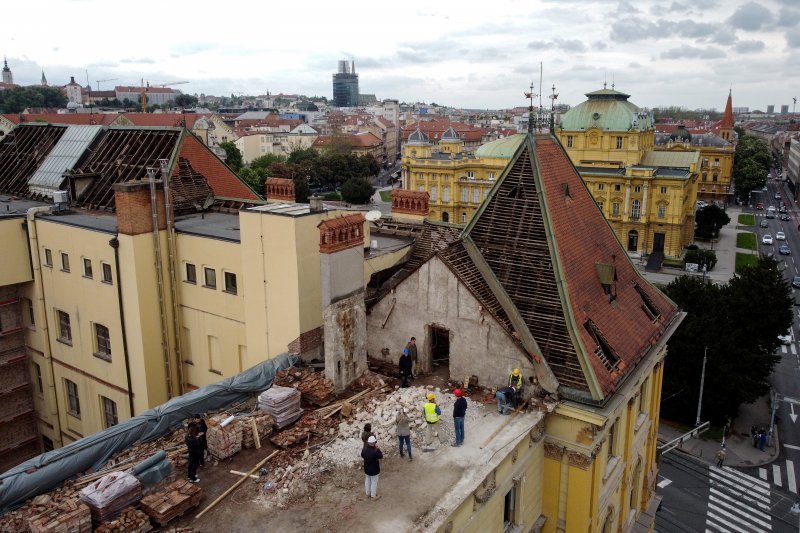 Zagreb: Pogled iz zraka na mjesto gdje se urušio dio zgrade u Klaićevoj ulici