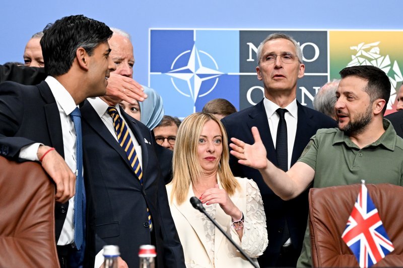 Rishi Sunak, Joe Biden, Giorgia Meloni, Jens Stoltenberg, Volodimir Zelenski