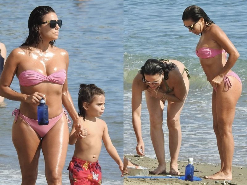 Eva Longoria sa sinom na plaži