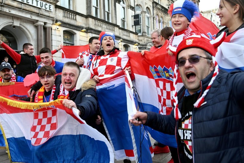 Cardiff, 15.10.2023 - Nogomet: Hrvatski navijači pred utakmicu Wales - Hrvatska