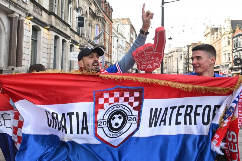 Cardiff, 15.10.2023 - Nogomet: Hrvatski navijači pred utakmicu Wales - Hrvatska