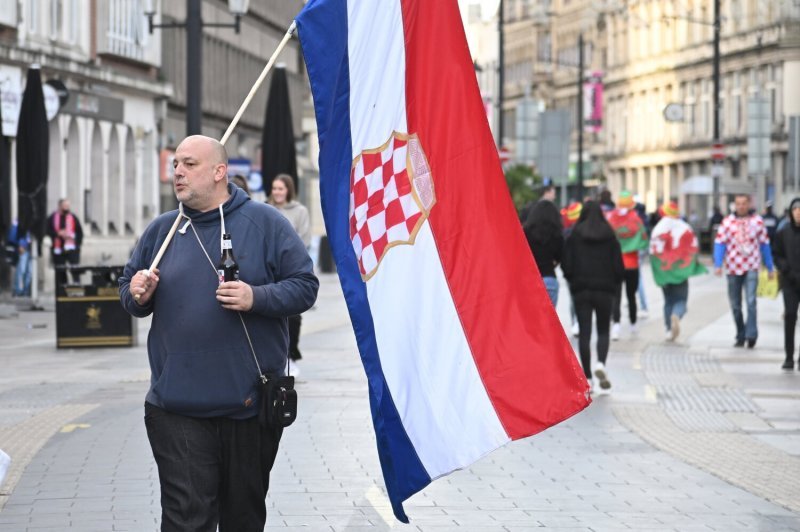 Cardiff, 15.10.2023 - Nogomet: Hrvatski navijači pred utakmicu Wales - Hrvatska