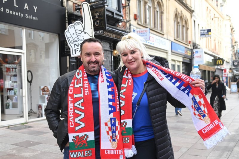 Cardiff, 15.10.2023 - Nogomet: Hrvatski navijači pred utakmicu Wales - Hrvatska