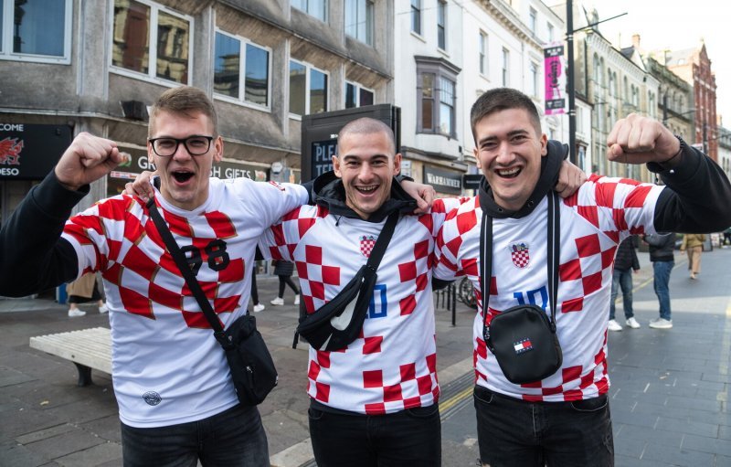 Cardiff, 15.10.2023 - Nogomet: Hrvatski navijači pred utakmicu Wales - Hrvatska