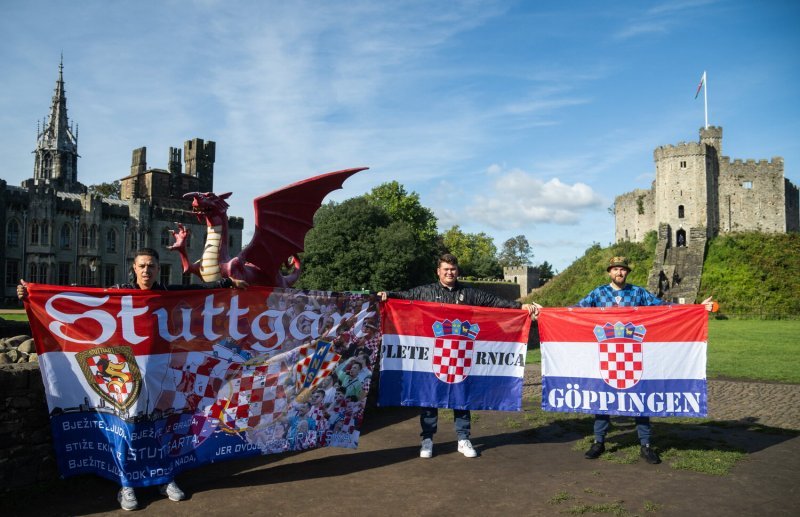 Cardiff, 15.10.2023 - Nogomet: Hrvatski navijači pred utakmicu Wales - Hrvatska