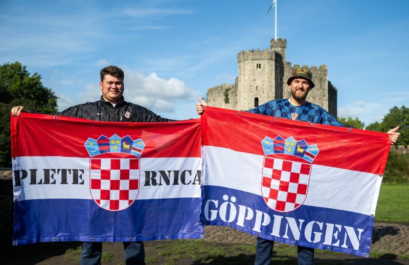 Cardiff, 15.10.2023 - Nogomet: Hrvatski navijači pred utakmicu Wales - Hrvatska