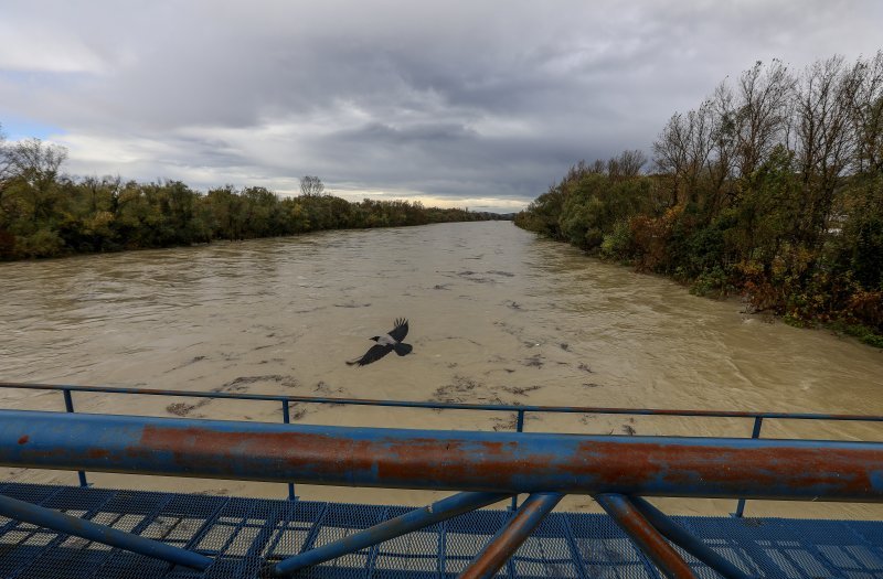 Zagreb: Nabujala Sava kod Podsusedskog mosta nosi naplavine