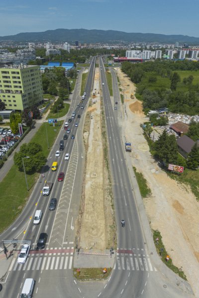 Radovi u Sarajevskoj ulici u Zagrebu snimljeni iz zraka