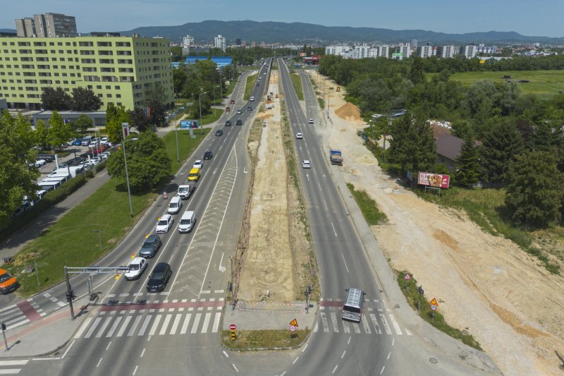 Radovi u Sarajevskoj ulici u Zagrebu snimljeni iz zraka