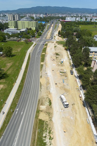 Radovi u Sarajevskoj ulici u Zagrebu snimljeni iz zraka
