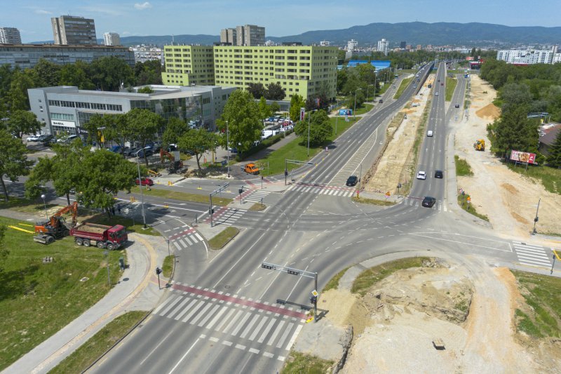 Radovi u Sarajevskoj ulici u Zagrebu snimljeni iz zraka