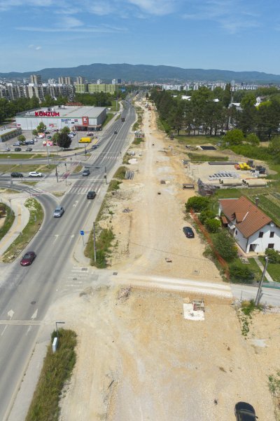 Radovi u Sarajevskoj ulici u Zagrebu snimljeni iz zraka