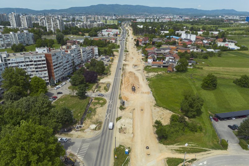 Radovi u Sarajevskoj ulici u Zagrebu snimljeni iz zraka
