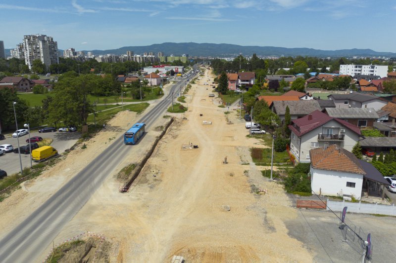 Radovi u Sarajevskoj ulici u Zagrebu snimljeni iz zraka