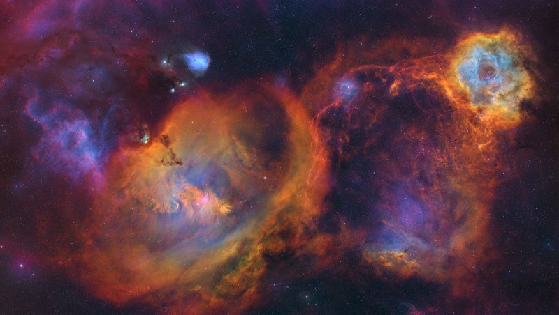 Kategorija Zvijezde i maglice: A Rainbow Mosaic of the Rosette and the Christmas Tree Nebulae