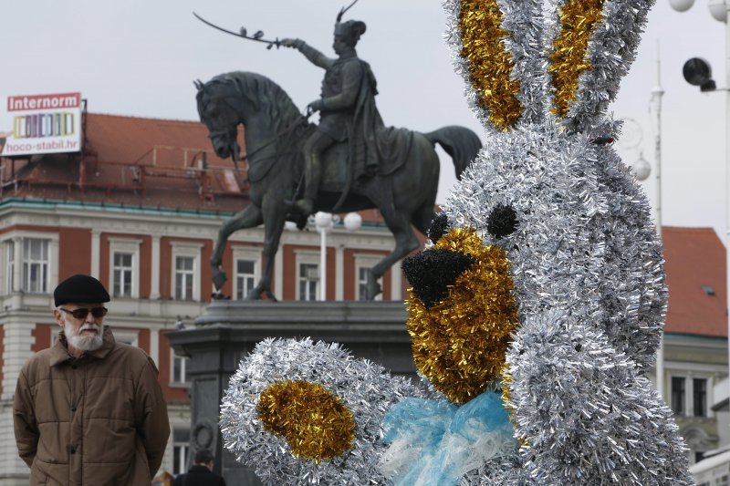 Zagrebački Trg bana Jelačića ukrašen povodom Uskrsa