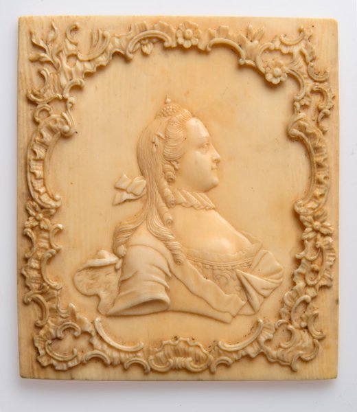 Plaketa - medalja s izrezbarenom slikom Katarine Velike, druga polovica 18. stoljeća
