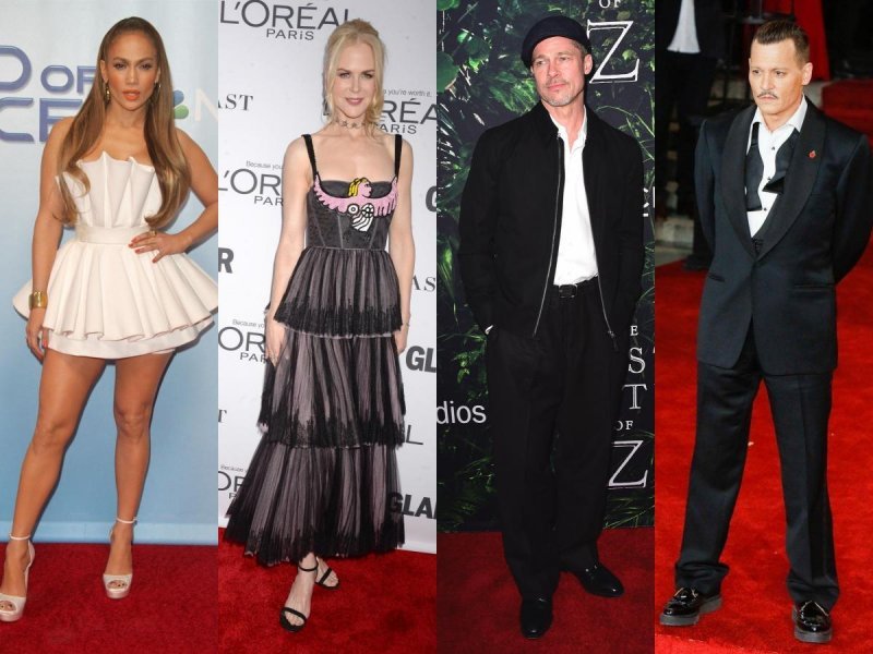 Jennifer Lopez, Nicole Kidman, Brad Pitt, Johnny Depp