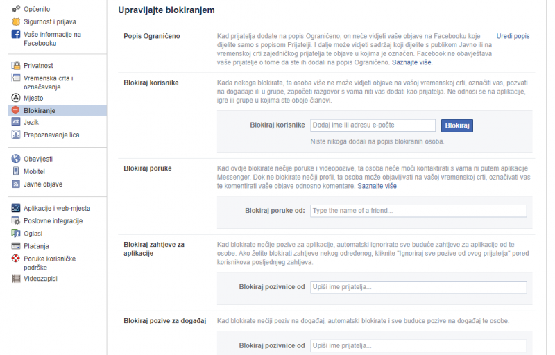 Blokirajte ljude na Facebooku