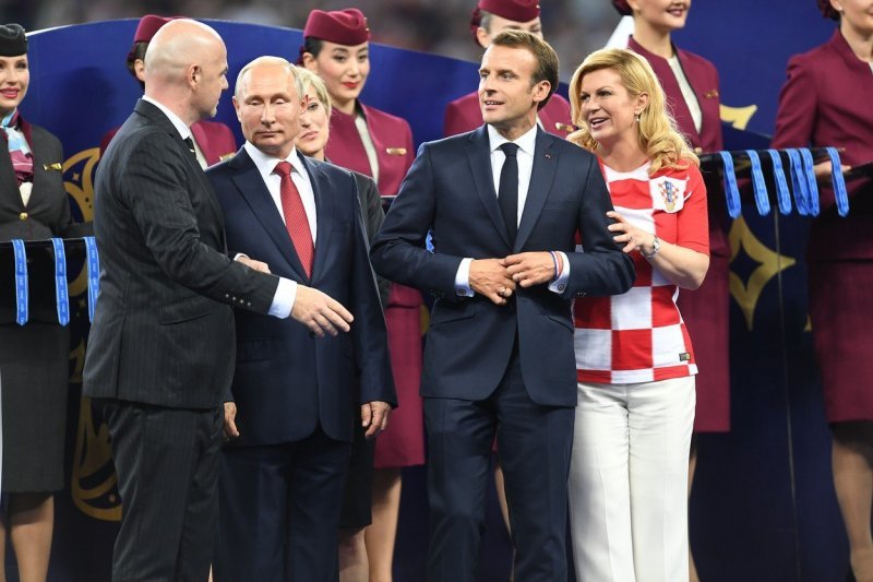 Gianni Infantino, Vladimir Putin, Emmanuel Macron i Kolinda Grabar Kitarović