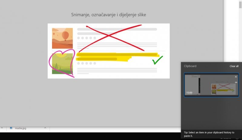 Clipboard je sada potpuno vidljiv