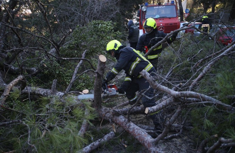 Split: Nakon olujnih udara bure najviše stradala stabla i drveni električni stupovi