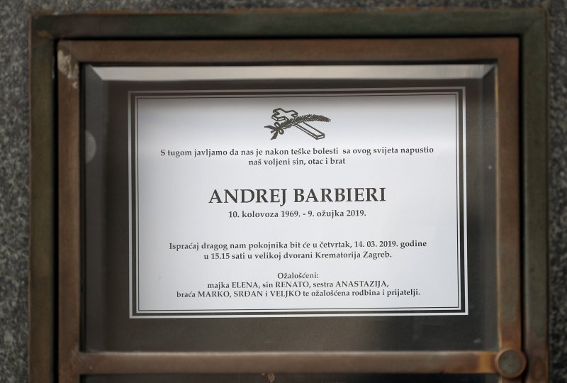 Javni ispraćaj Andreja Barbierija na Krematoriju