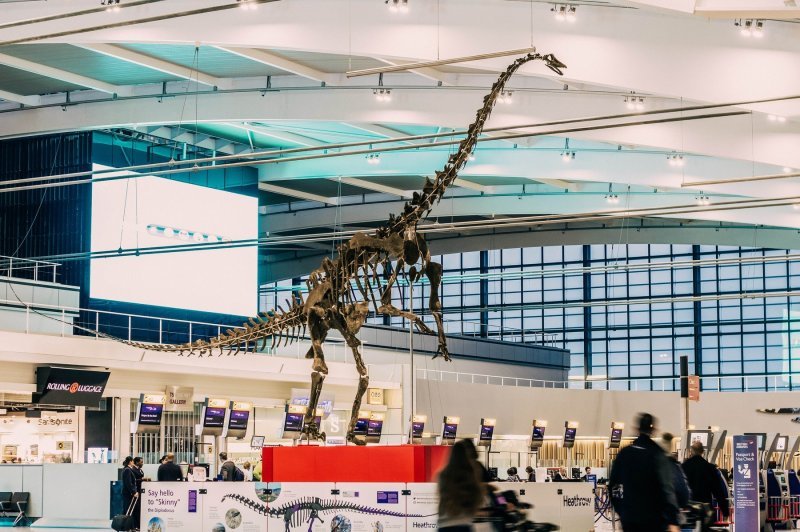 Dinosaur Skinny u zračnoj luci Heathrow