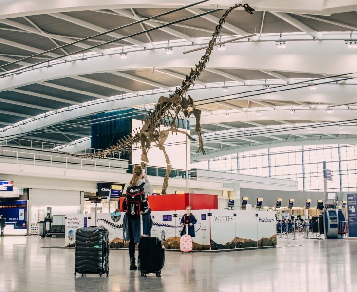 Dinosaur Skinny u zračnoj luci Heathrow