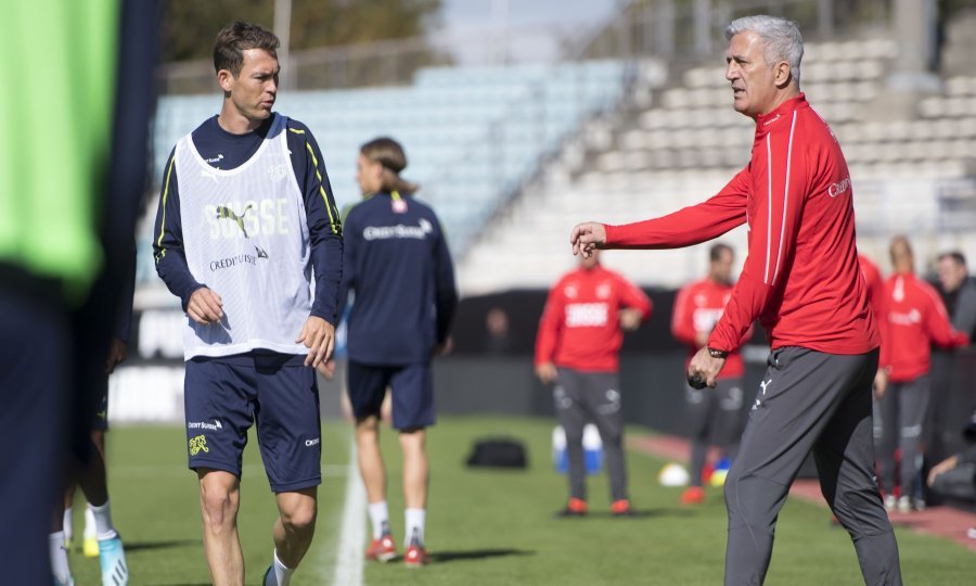 Izbornik Vladimir Petković (desno) i Stephan Lichtsteiner