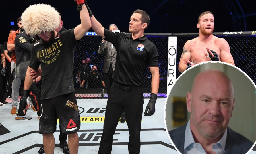 Khabib Nurmagomedov, Justin Gaethje i Dana White