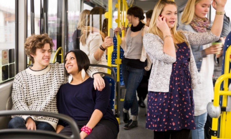 žena, autobus, putovanje posao