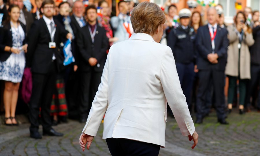 Njemačka kancelarka Angela Merkel dolazi na svečanost u Meinzu povodu Dana ujedinjenja, 3. listopada 2017.