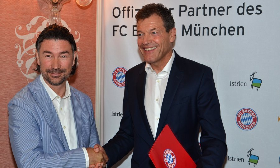 Predsjednik TZ-a Istarske županije Denis Ivošević i direktor marketinga Bayern Münchena Andreas Jung