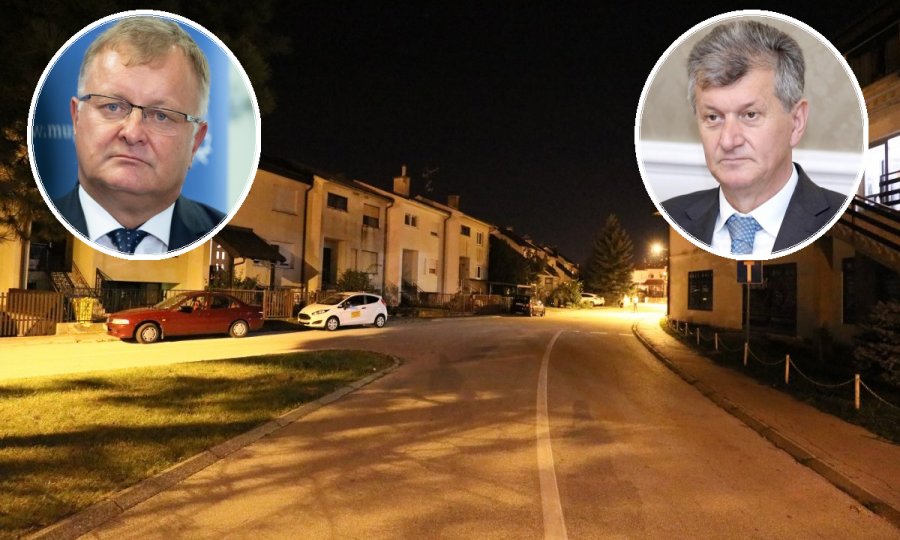 Gradonačelnik Zaprešića Željko Turk, ministar zdravstva Milan Kujundžić; u pozadini: ulica u kojoj se dogodila tragedija