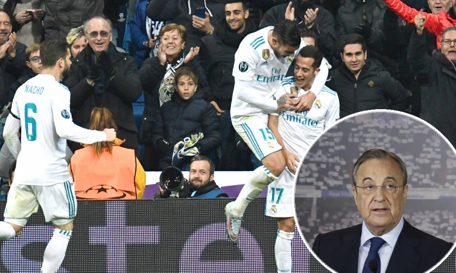Realovi igrači i navijači te predsjednik Florentino Perez