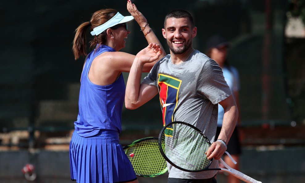 Mateo Kovačić i Iva Majoli tijekom nedavnog humanitarnog teniskog turnira u organizaciji zaklade Marina Čilića