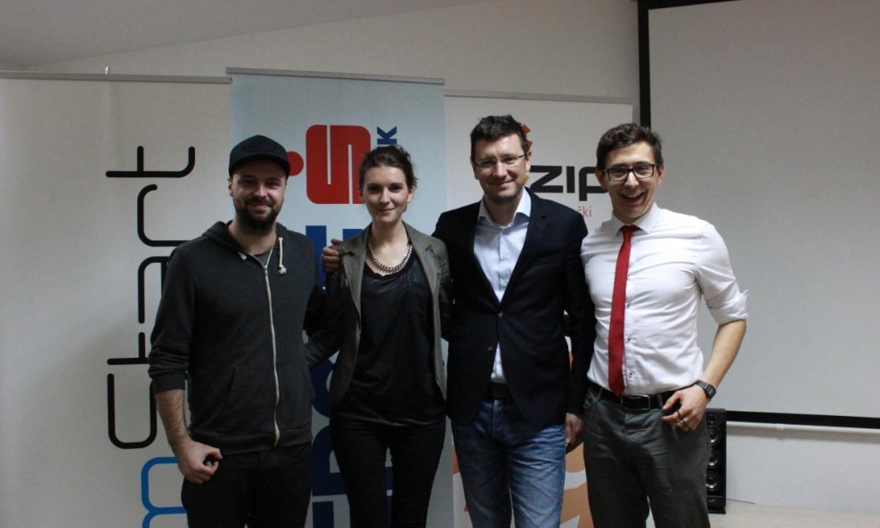 Mirko Miličić (suosnivač Wemya), Tihana Marelja (voditeljica ZIP-a), Ivan Babić (direktor poduzetničkog centra Zagreb Erste Banke) i Dino Mileta (suosnivač Wemya)