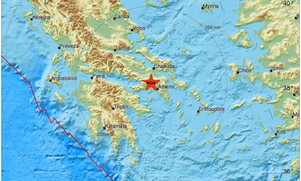 Potres 23 kilometara od Atene.