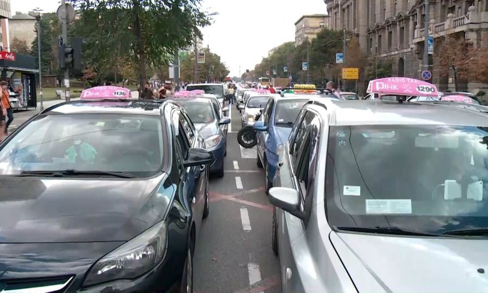 Prosvjed taksista u Beogradu