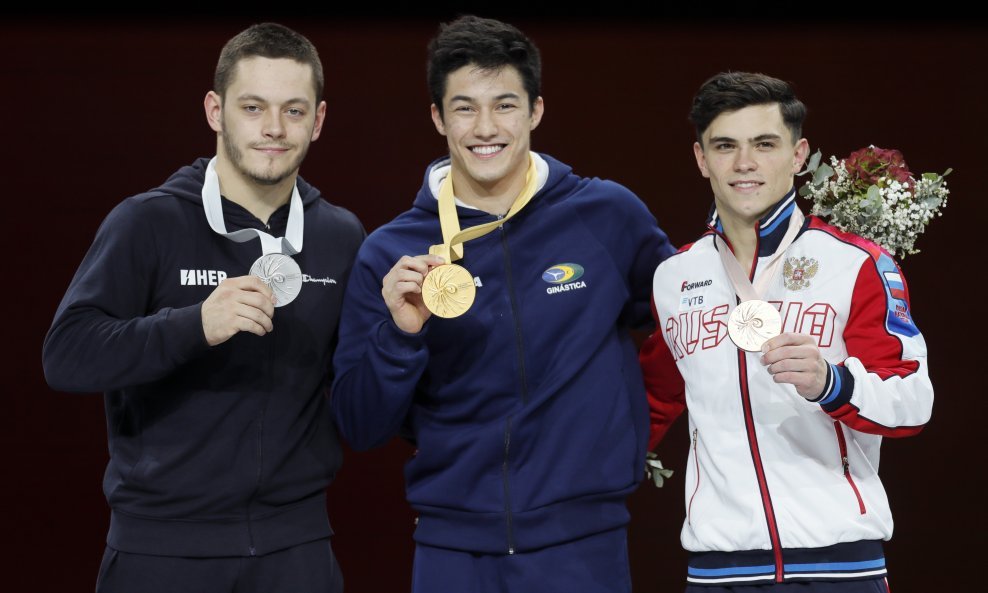 Arthur Mariano (Brazil), Artur Dalaloyan (Rusija) i Tin Srbić (Hrvatska) na postolju