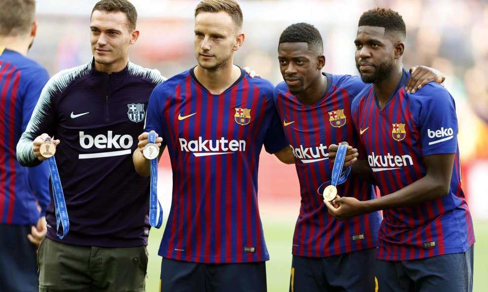 Thomas Vermaelen, Ivan Rakitic, Ousmane Demebele i Samuel Umtiti