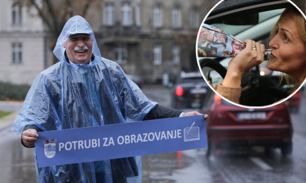 Sindikalist Branimir Mihalinec u zagrebu; akcija Potrubi za obrazovanje i u Splitu