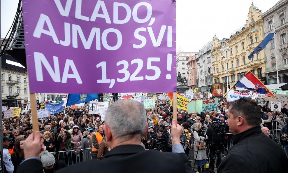 Prosvjed učitelja u Zagrebu