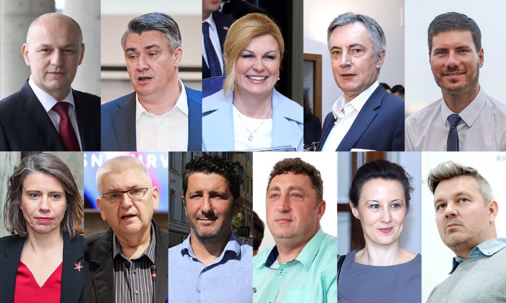 Mislav Kolakušić, Zoran Milanović, Kolinda Grabar Kitarović, Miroslav Škoro, Ivan Pernar, Katarina Peović, Anto Đapić, Dejan Kovač, Nedjeljko Babić, Dalija Orešković i Dario Juričan