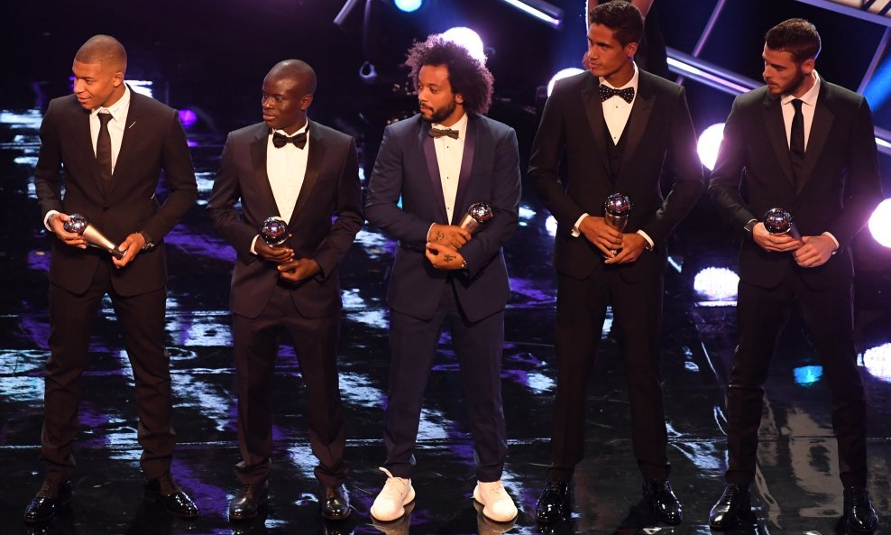 Kylian Mbappe, N'Golo Kante, Marcelo, Raphael Varane i David de Gea na dodjeli FifPro nagrada