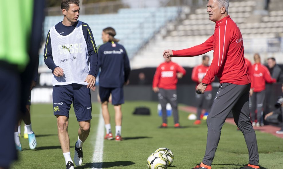 Izbornik Vladimir Petković (desno) i Stephan Lichtsteiner