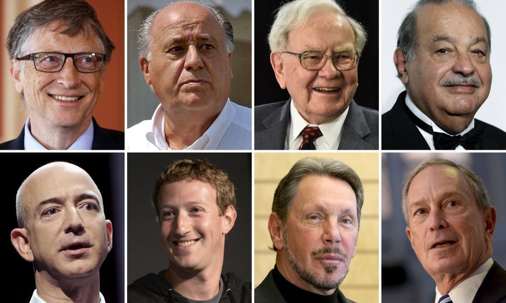 Superbogataši: Bill Gates, Amancio Ortega, Warren Buffett, Carlos Slim; Jeff Bezos, Mark Zuckerberg, Larry Ellison i Michael Bloomberg