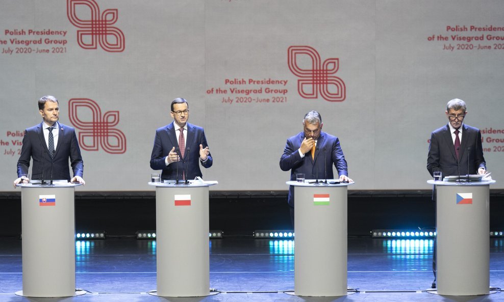 Igor Matović, Mateusz Morawiecki, Viktor Orban i  Andrej Babiš